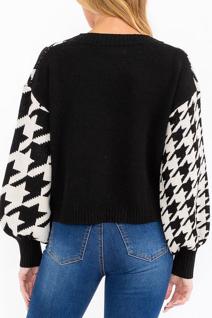 Women's Long Sleeve V-Neck Color Block Pullover Sweater Large