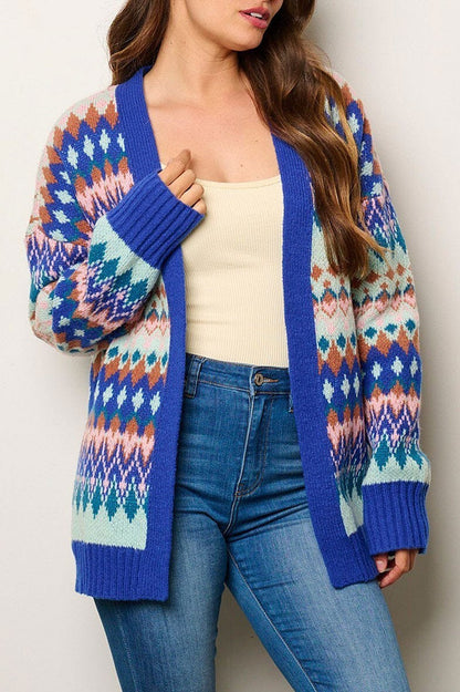 Women's Multi Color Knit Long Sleeve Open Front Cardigan Size Small